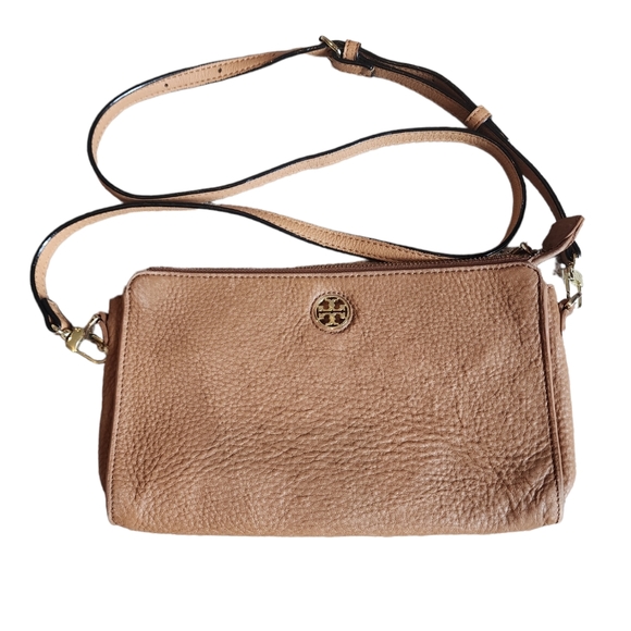 Tory Burch Crossbody Bag Tan Pebbled Leather - Picture 2 of 13